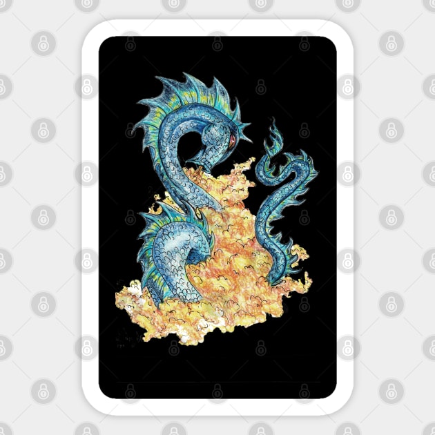 Dragon by Night Sticker by Original works by MaryLou Gomes